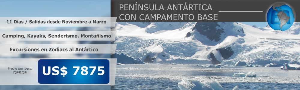 peninsula antartica con campamento